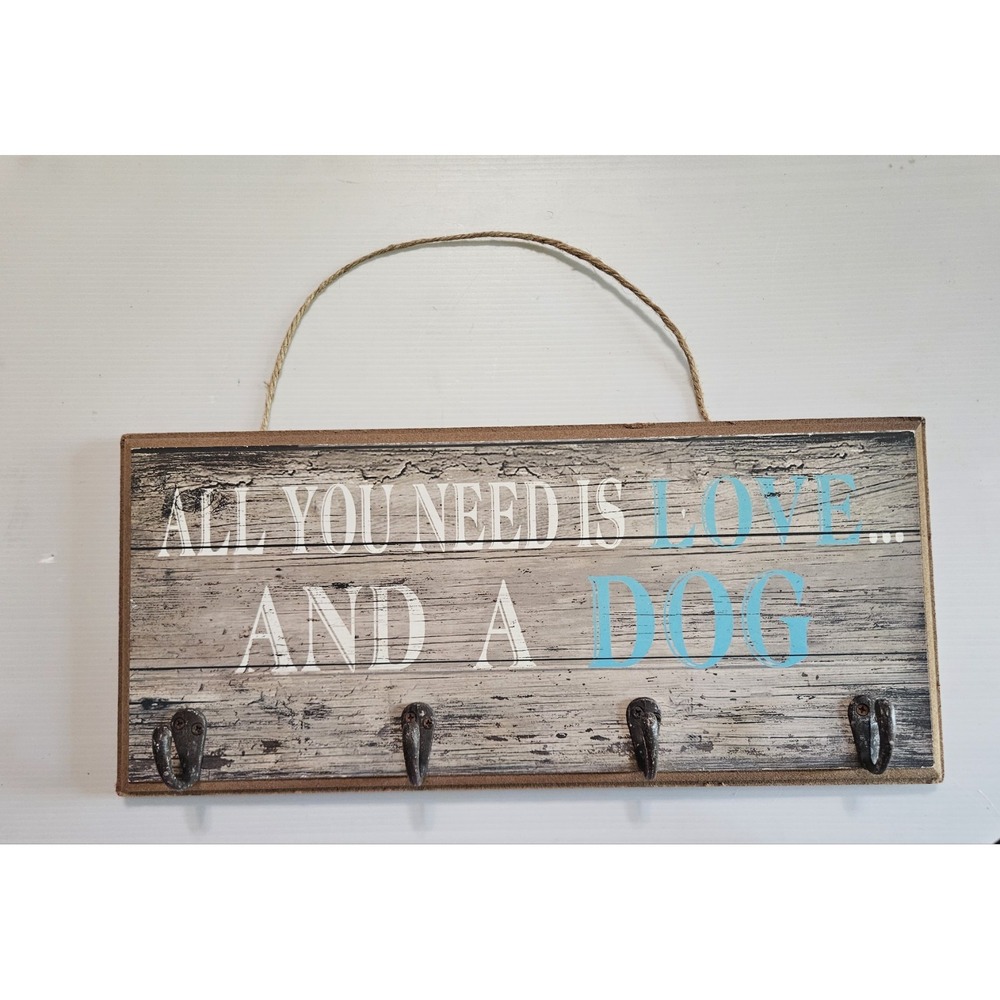 Vintage Style Pier 1 Rustic Wooden Dog Sign Farmhouse Wall Decor